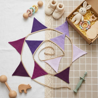 Fabric Bunting Banner, 2 Pack Handmade Neutral String Banner Each 8.5 ft 10 Flags Nursery Wall Hanging Wedding Birthday Home Baby Shower Party Decoration Bunting (Pink Candy)