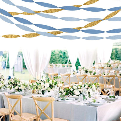Navy-Blue White-Gold Crepe Paper Streamers - 9 Rolls Royal Blue Graduation 2025 Men Boy Birthday Party Decorations Streamer Wedding Bridal Shower Paper Garland Fathers Day Decor Panduola