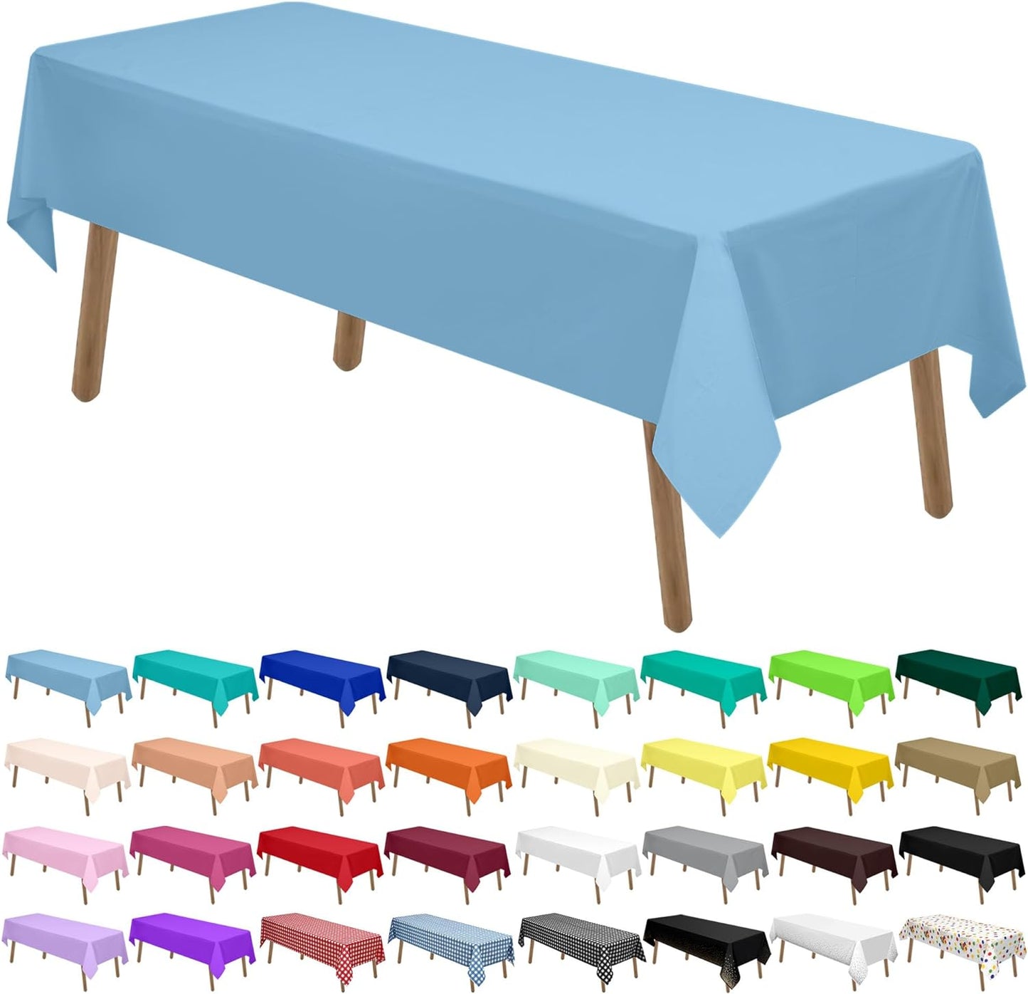 PARTY ULYJA White Plastic Tablecloths 2 Pack Disposable Table Covers 54 x 108 Inch Bridal Shower PEVA Vinyl Table Cloths for Picnic Birthday Wedding Banquet Parties 8 ft Rectangle Table Use