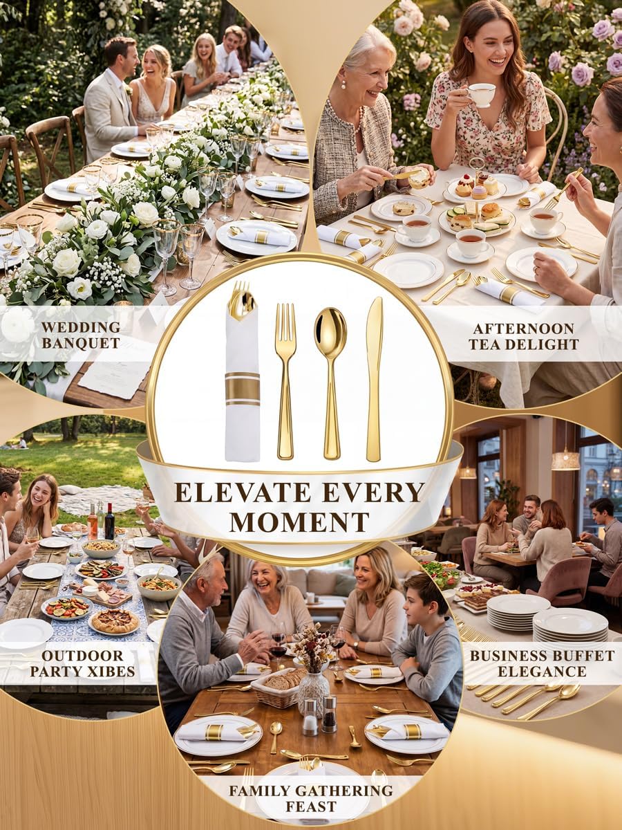 Supernal 240 Silver Plastic Silverware Set - 60 Sets Pre Rolled Napkins with Cutlery - Mirror Polished Real Look Disposable Silver Utensils- Elegant Heavy Duty Flatware for Weddings & Catering