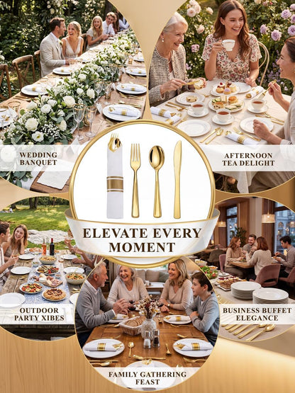 Supernal 240 Silver Plastic Silverware Set - 60 Sets Pre Rolled Napkins with Cutlery - Mirror Polished Real Look Disposable Silver Utensils- Elegant Heavy Duty Flatware for Weddings & Catering