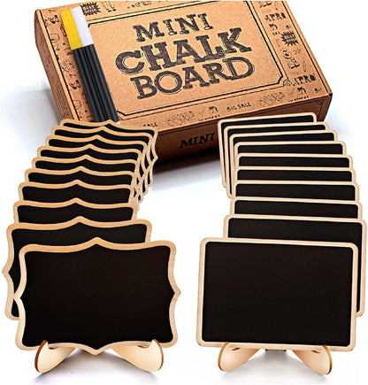 Mini Chalkboard Signs, 20 Pack Framed Small Chalk Board Food Labels with Easel Stand for Party Buffet or Wedding Celebration, Wooden Blackboard as Place Cards for Table Setting or Numbers (30)