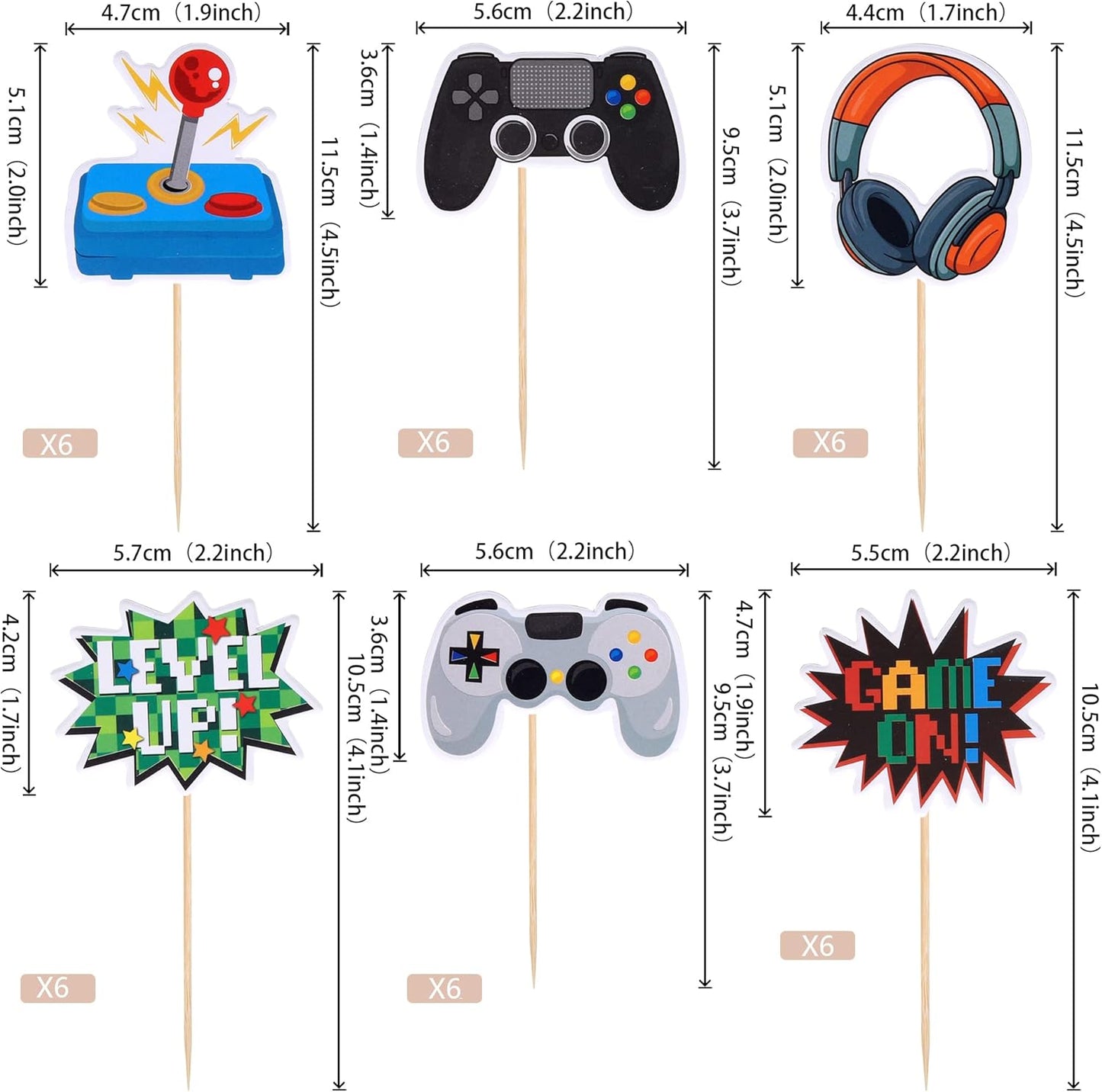 36 PCS Video Game Cupcake Toppers Assembled Game On Controllers Cupcake Picks GamePad Cake Decorations for Game Theme Baby Shower Kids Boys Girls Birthday Anniversary Party Decorations Supplies