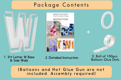 JW Passion - Premium Quality Made 3FT Tall Mosaic Balloon Frame Big Marquee Light Up Letters DIY Kit for Birthday Party Wedding Backdrop Decor Letter A Pre-Cut Foam Board