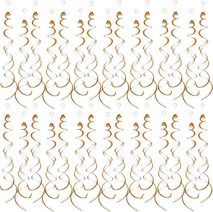 30 Pieces Hanging Swirl Party Decorations Foil Decorations Ceiling Swirl Spiral Hanging Plastic Streamer for Ceiling Birthday Graduation Wedding Celebration Baby Shower Party Supply (Black)