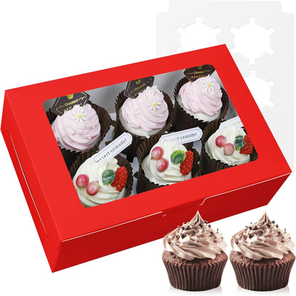 30-Set Cupcake Boxes Bulk with Clear Display Window Hold 6 Standard Cupcakes, Disposable Food Grade White Cupcake Carrier Cupcake Container, Perfect for Cupcakes Muffins Cookies Pastries