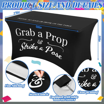 Gilprop Photo Booth Table Cloth Photo Booth Props Accessories Rectangle Tight Table Background for Indoor Outdoor Party Photography Decoration Graduation Wedding Birthday Bachelorette(Stylish,4ft)