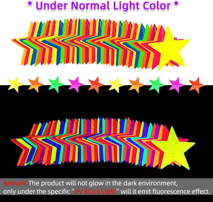 56 Pieces Rainbow Hanging Swirl Decorations Neon Swirl Streamers UV Neon Garland Ceiling Decorations Glow in The Dark Neon Party Supplies and Decorations Black Light Party Kit for Birthday Wedding