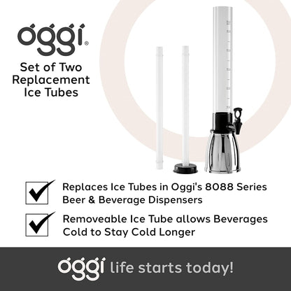 OGGI Beer Tower 88oz - Beverage Dispenser with Spigot & Ice Tube, Margarita Tower, Mimosa Tower, Perfect Drink Dispensers for Parties, Drink Tower, Holds 6 Pints of Beer – Stainless