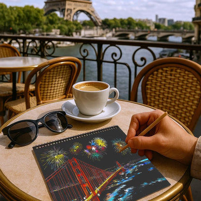 10 PCS Cityscape Scratch Art Book for Teen & Adults: DIY Colorful City Series Painting Paper | ASMR Stress-Relief Engraving Kit Scratchboard | DIY Sketch Card Creative Craft (Travel Landmarks B)