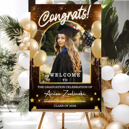 Graduation Party Welcome Sign, Photo Graduation Poster, Graduation Decorations, Grad Party Sign, Grad Welcome Sign, Graduation gift for best friend, Graduation gift for daughter, sister, brother - 1