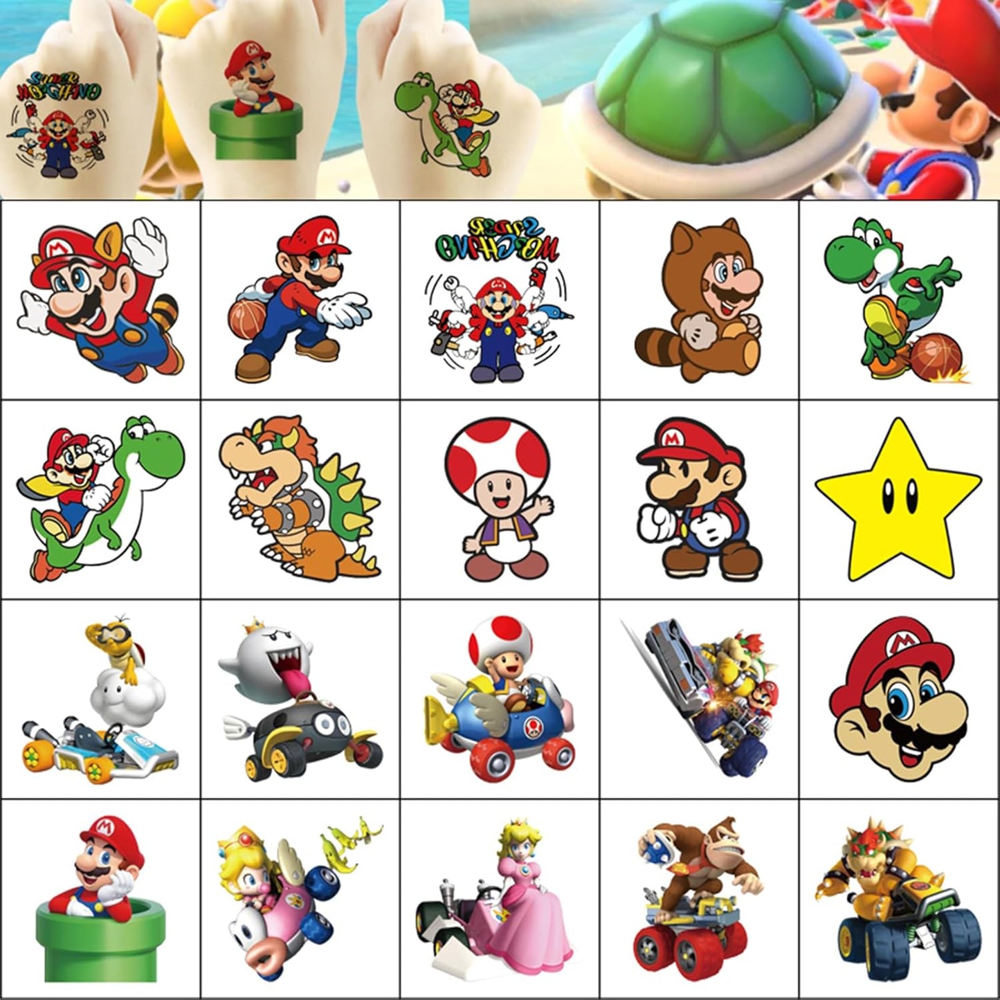 20 Sheets Cute Pokemon Temporary Tattoos for Adult, Cool Cartoon Decoration Sticker Gifts for Teen Activity Prizes Carnival Christmas Rewards
