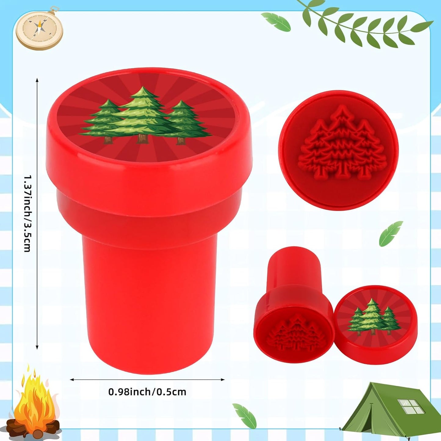 24 PCS Camp Party Favors Camping Adventure Mini Stamps Colorful Self Inking Stamps Camping Themed Party Favors for Boys Girls Student School Classroom Rewards Carnival Prizes Supplies