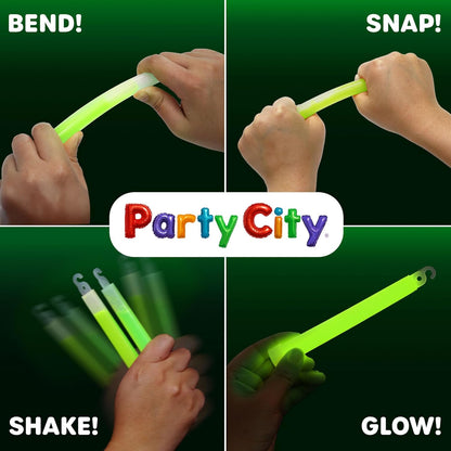 Party City Multicolor Glow Sticks Bulk Pack 6”- 25pk Glow in the Dark Sticks for Kids, Waterproof Camping Survival Ultra Bright Emergency Light Stick with String, Neon Glowsticks Party Supplies Favors