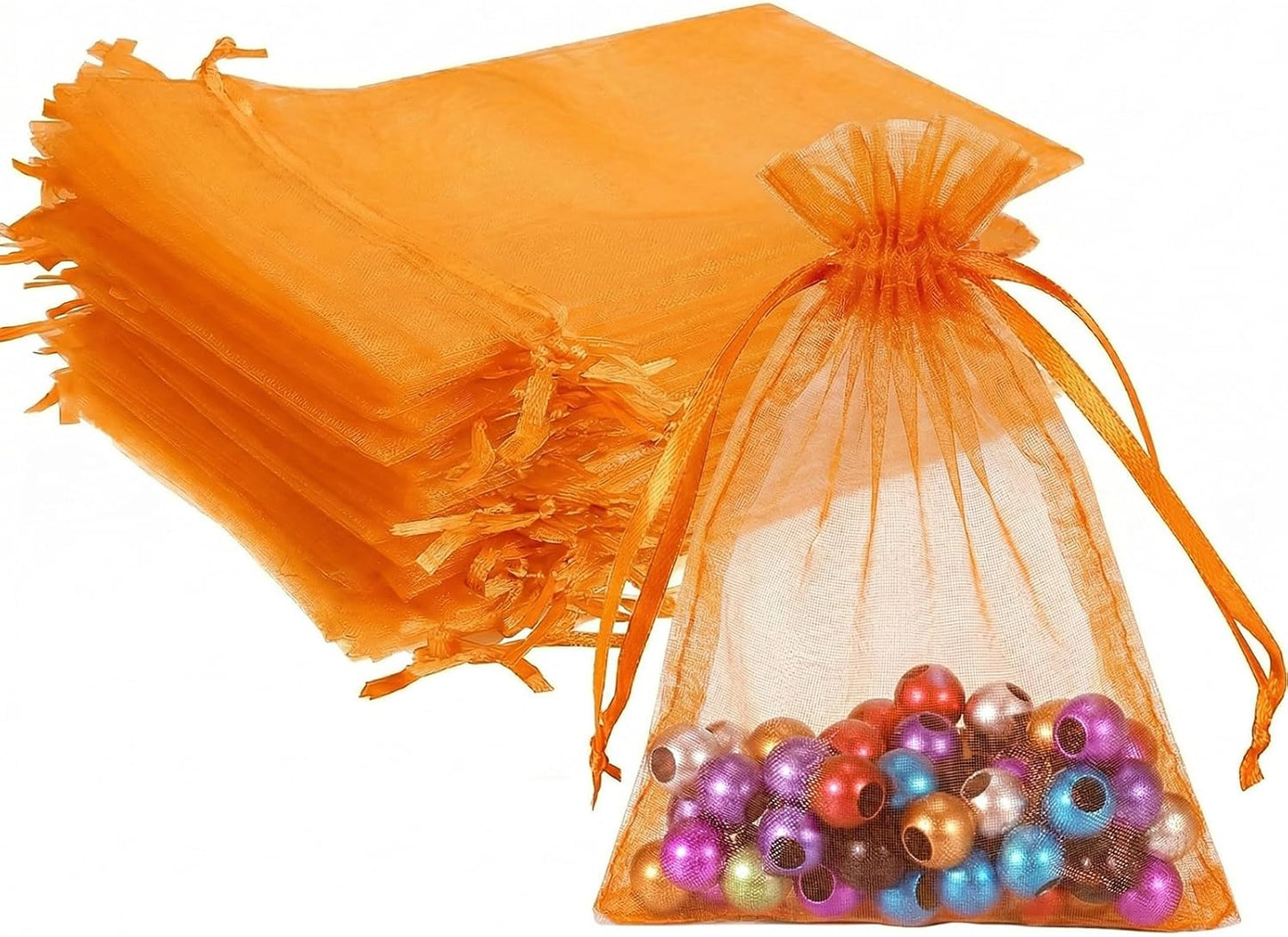 Wudygirl 100pcs 5X7 Inches White Organza Bags Christmas Drawstring Pouches Party Wedding Favor Bags Goodie bags(White 5x7)
