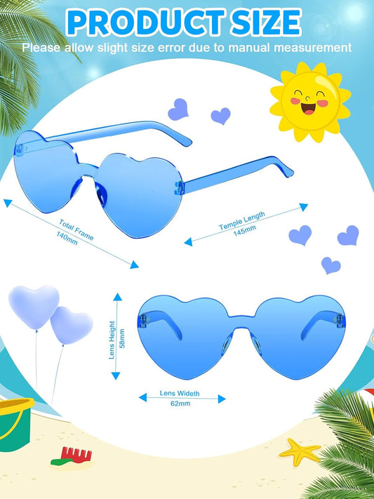 12 Pairs Heart Shaped Sunglasses for Women Colorful Glasses Fun Trendy Transparent Heart Sunglasses Party Favor (Assorted Colors)