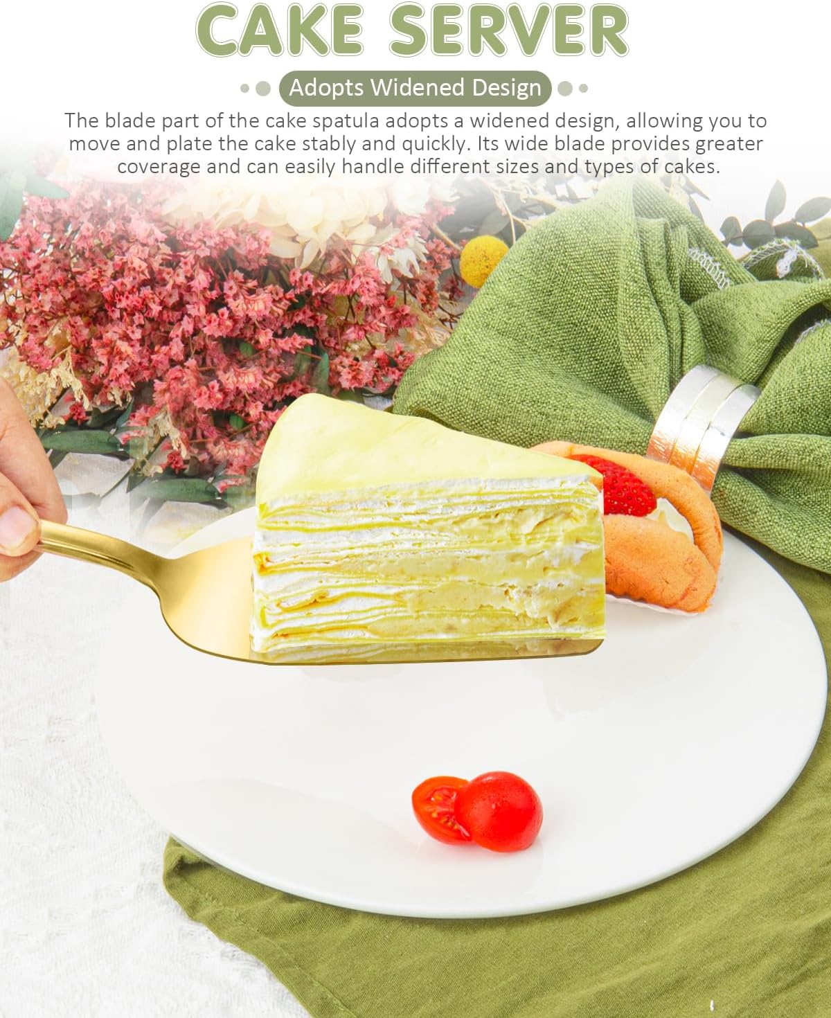 13-Inch Premium Cake Cutting Set for wedding，Exquisite Cake Knife and Server Set with Serrated Design, Ideal for Pastries, Pies, and Desserts (Silver)
