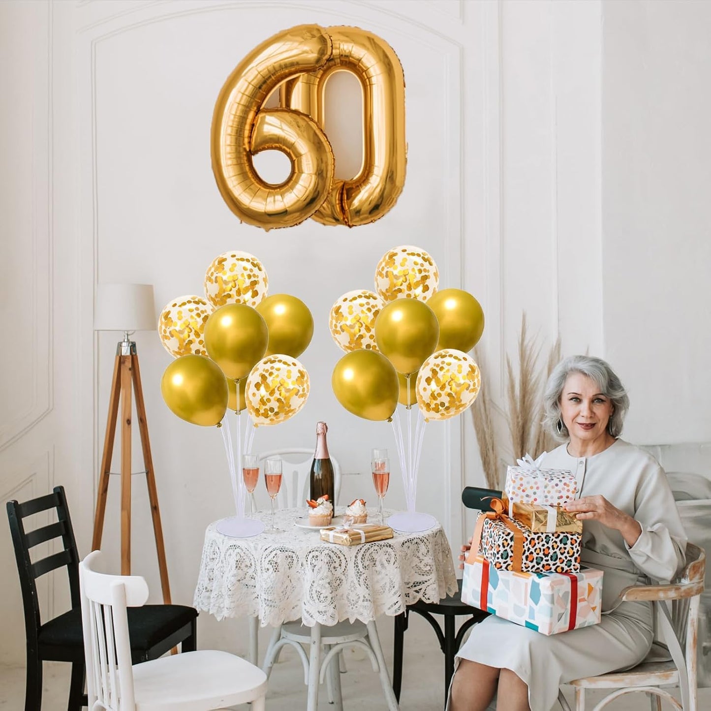 4 Set Balloon Stand Kit for Table Centerpieces With Balloon and Base Party Decorations for Birthday Wedding Retirement Graduation Baby Shower (Navy Silver)