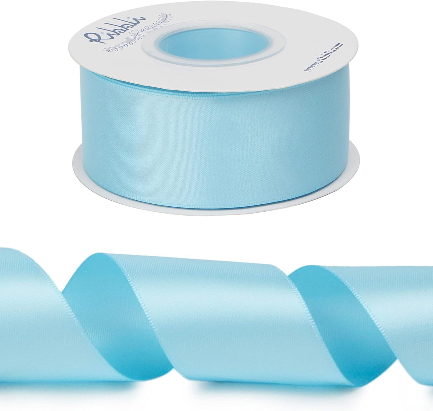 Ribbli Double Faced White Satin Ribbon,3/8” x Continuous 25 Yards,Fabric Ribbon use for Bows Bouquet,Gift Wrapping,Floral Arrangement
