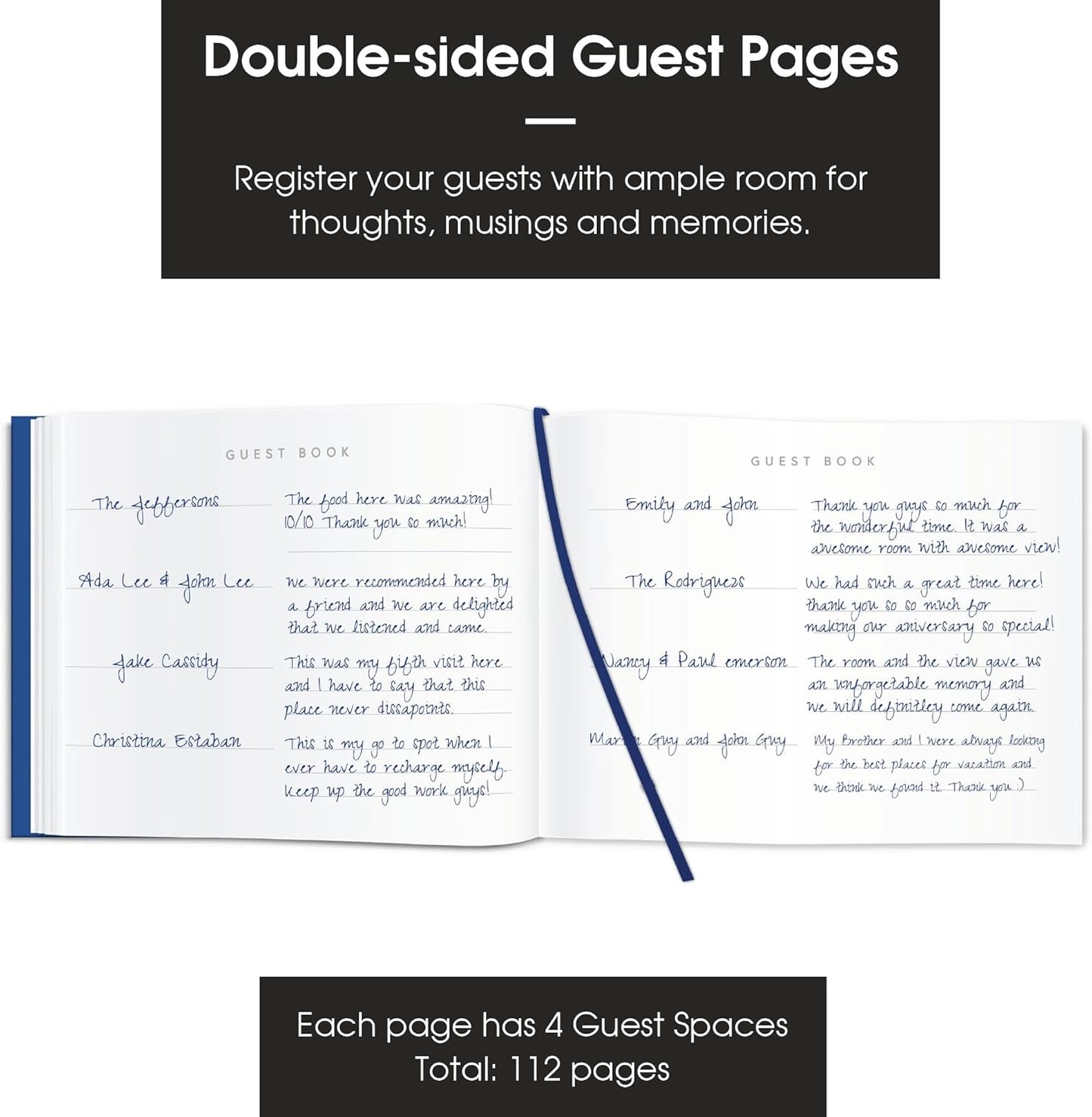 Useful Co. Black Guest Book, Use as Guest Book Wedding Reception, Sign in Book, Guest Book for Vacation Home, Funeral Guest Book, Hardbound Guestbook, Leather Cover, 112 Pages, 9 x 7 Inches