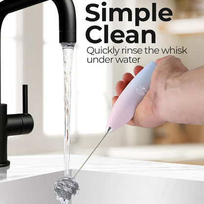 Zulay Kitchen Powerful Milk Frother Wand With Duracell Batteries - Ultra Fast Handheld Drink Mixer - Electric Whisk Foam Maker for Coffee, Lattes, Cappuccino & Matcha - Z1 Motor - Black - Colors B