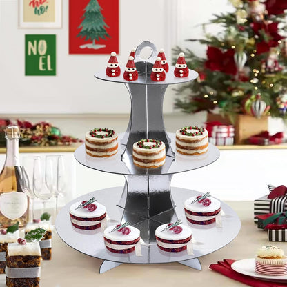 Soleebee 3-Tier Round Cupcake Stand, Cardboard Cupcake Tower, Dessert Cup Cake Stand Tower for Birthday Wedding Party Decoration, Cupcake Tier Stand 1 Set (Hot Pink)