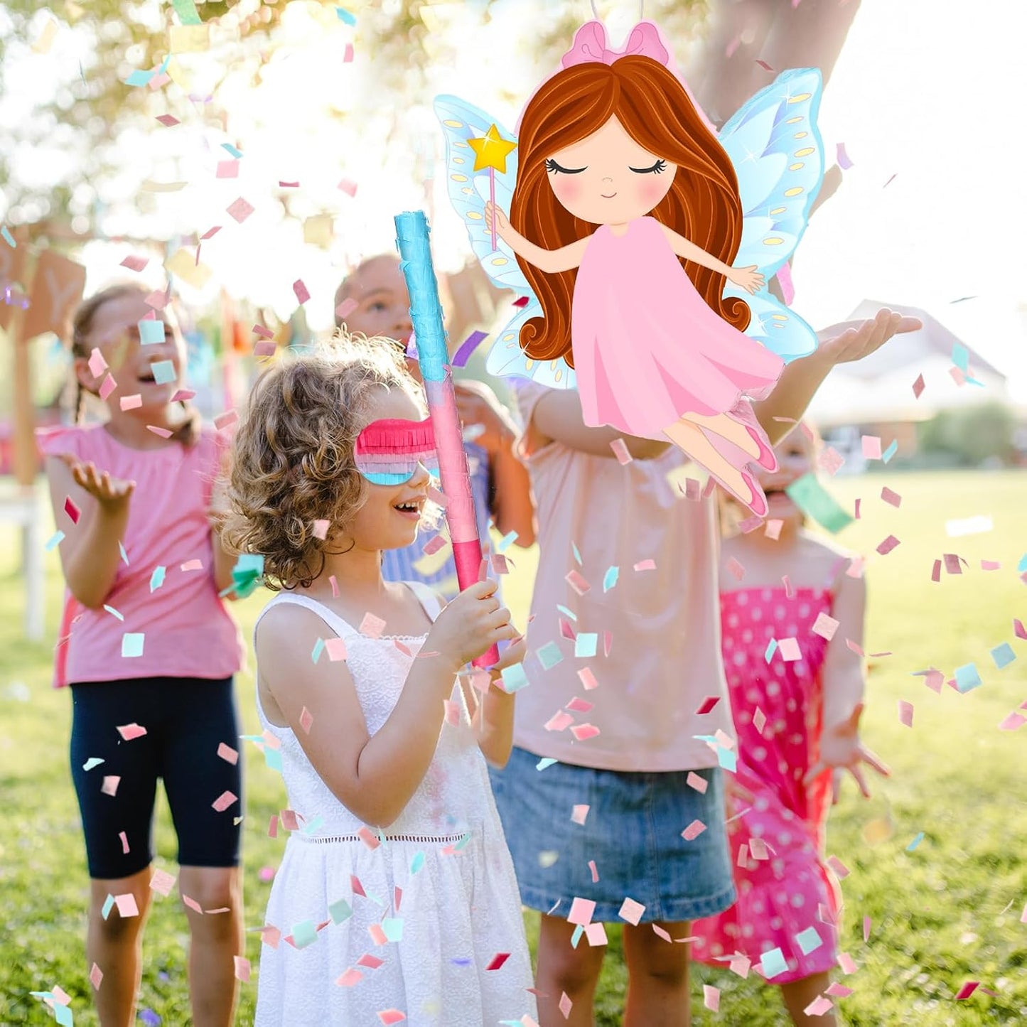 Threan Princess Piñata Fairy Party Decorations Pink Ballet Piñata Ballerina, Birthday Game Set Party Supplies for Girl Princess Theme Baby Shower Butterfly Birthday Supplies Decoration(Fairy)