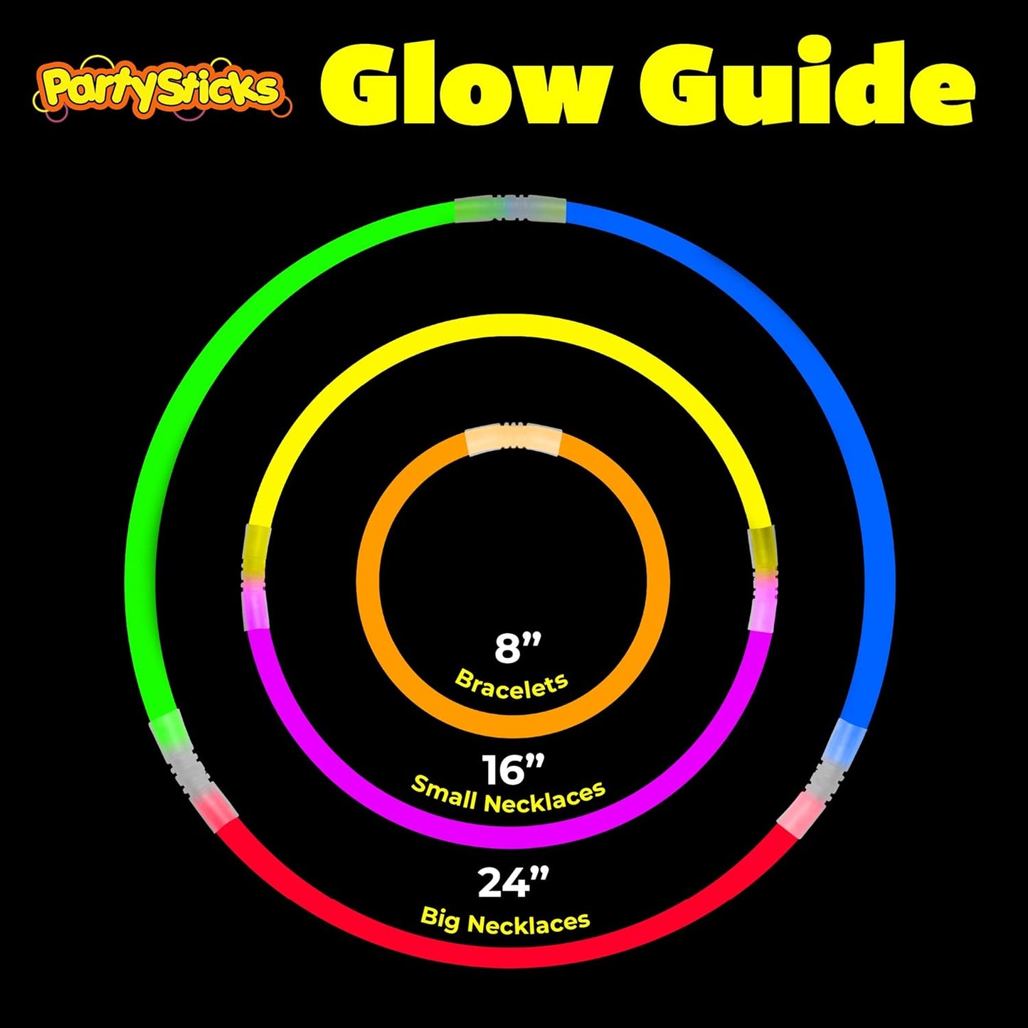 PartySticks Ultra Bright Bulk Party Supplies - Glow in The Dark Glow Sticks with Eye Glasses, Bracelets, and Connectors - Light Up Halloween 4th of July Party Favors