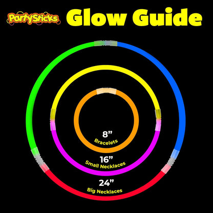 PartySticks Ultra Bright Bulk Party Supplies - Glow in The Dark Glow Sticks with Eye Glasses, Bracelets, and Connectors - Light Up Halloween 4th of July Party Favors