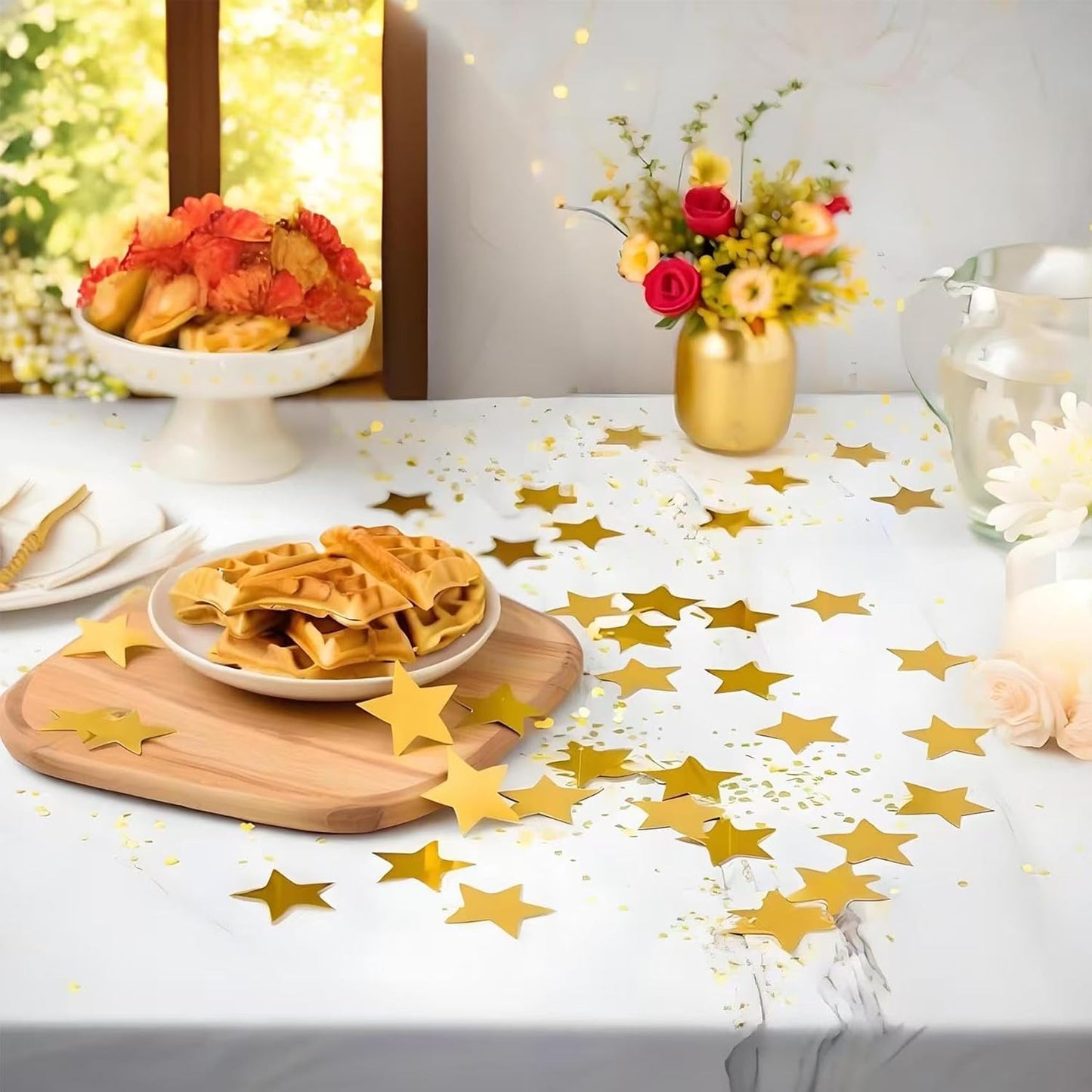 Rainbow Star Metallic Foil Confetti 8000 Pcs Shiny Star Table Confetti for Fill Balloon Wedding Graduation Party Decorations,60g of pack