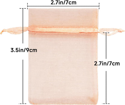 joycraft 50Pcs Organza Bags, 2x3 inch Gift Favor Bags, White Wedding Favor Bags, Jewelry Pouches with Drawstring, Mesh Bags Drawstring for Jewelry, Festival, Makeup, Candy, Desserts