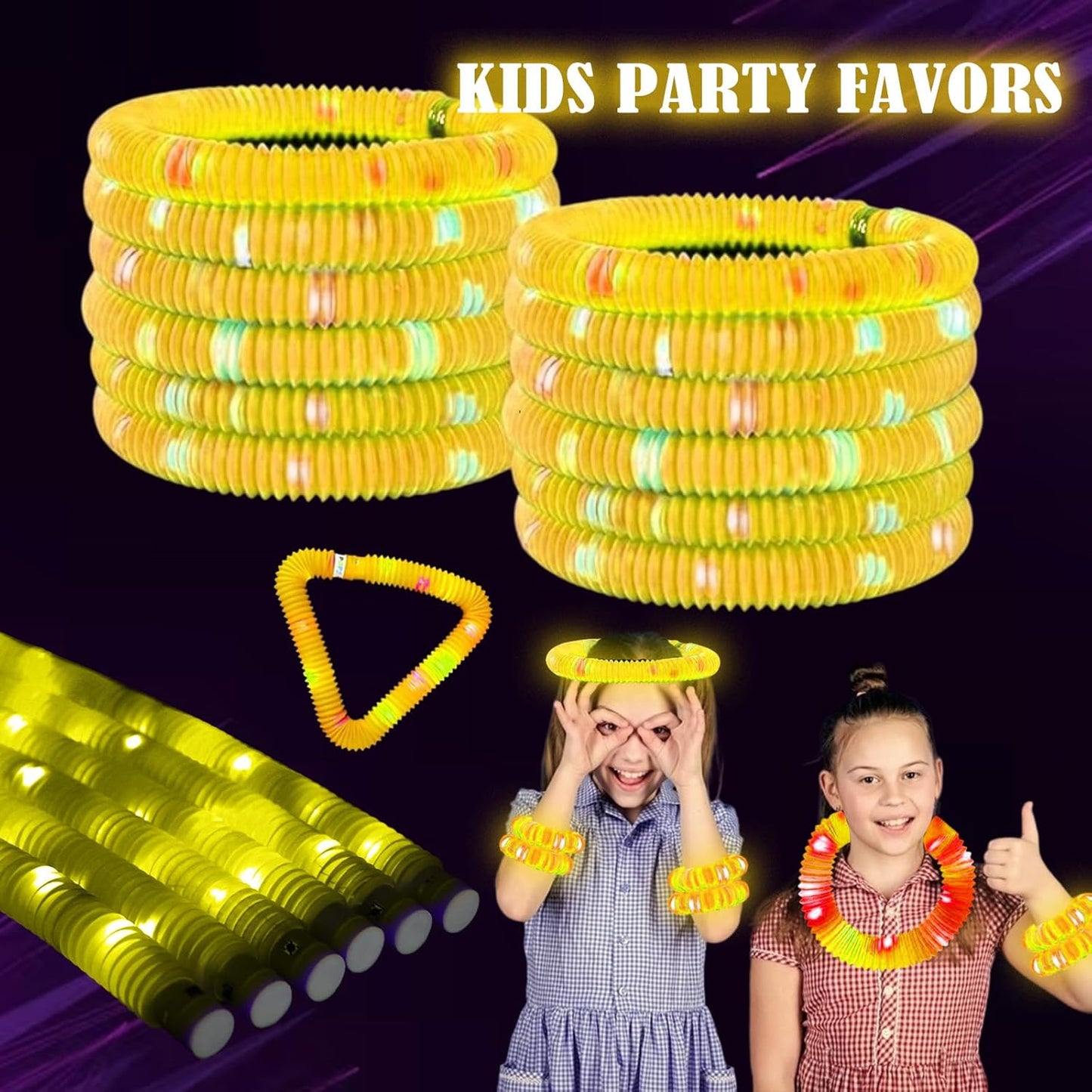 Yellow 12PCS Glow Sticks Stocking Stuffers Party Favors-Glow in The Dark Party Supplies for Kids and Adults, Perfect for Festivals, Birthday Parties, Raves, Concerts, and Camping Decorations