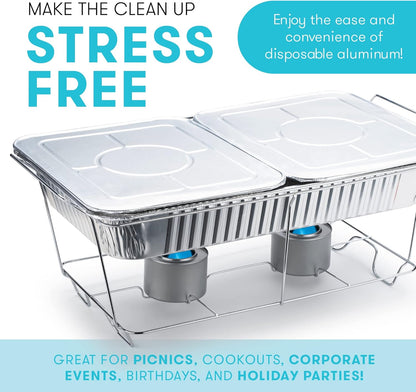 Disposable Chafing Dish Buffet Set Food Warming Trays - Buffet Set Trays Food Warmers for Parties & Events - Replacement Chafing Dishes for Catering (9 Serving Utensil Set)