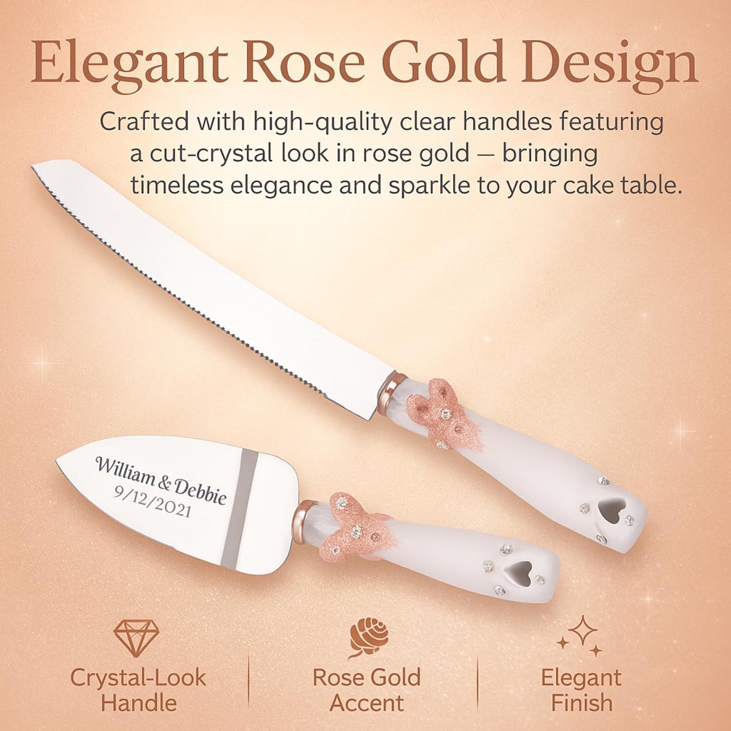 GIFTS INFINITY Personalized Wedding Cake Knife and Server Set with Engraving – Cake Cutting Utensil Set, Keepsake Gift for Wedding, Anniversary, Reception, Birthday & Other Occasions (CH-101WB)