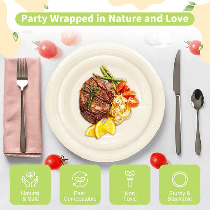 LANLISA 50 Pcs Pink Paper Plates Disposable, 25-9" & 25-7" Disposable Birthday Cake Dessert Plates For Valentines Day, Baby Shower, Easter Party, Mothers Day Party Supplies