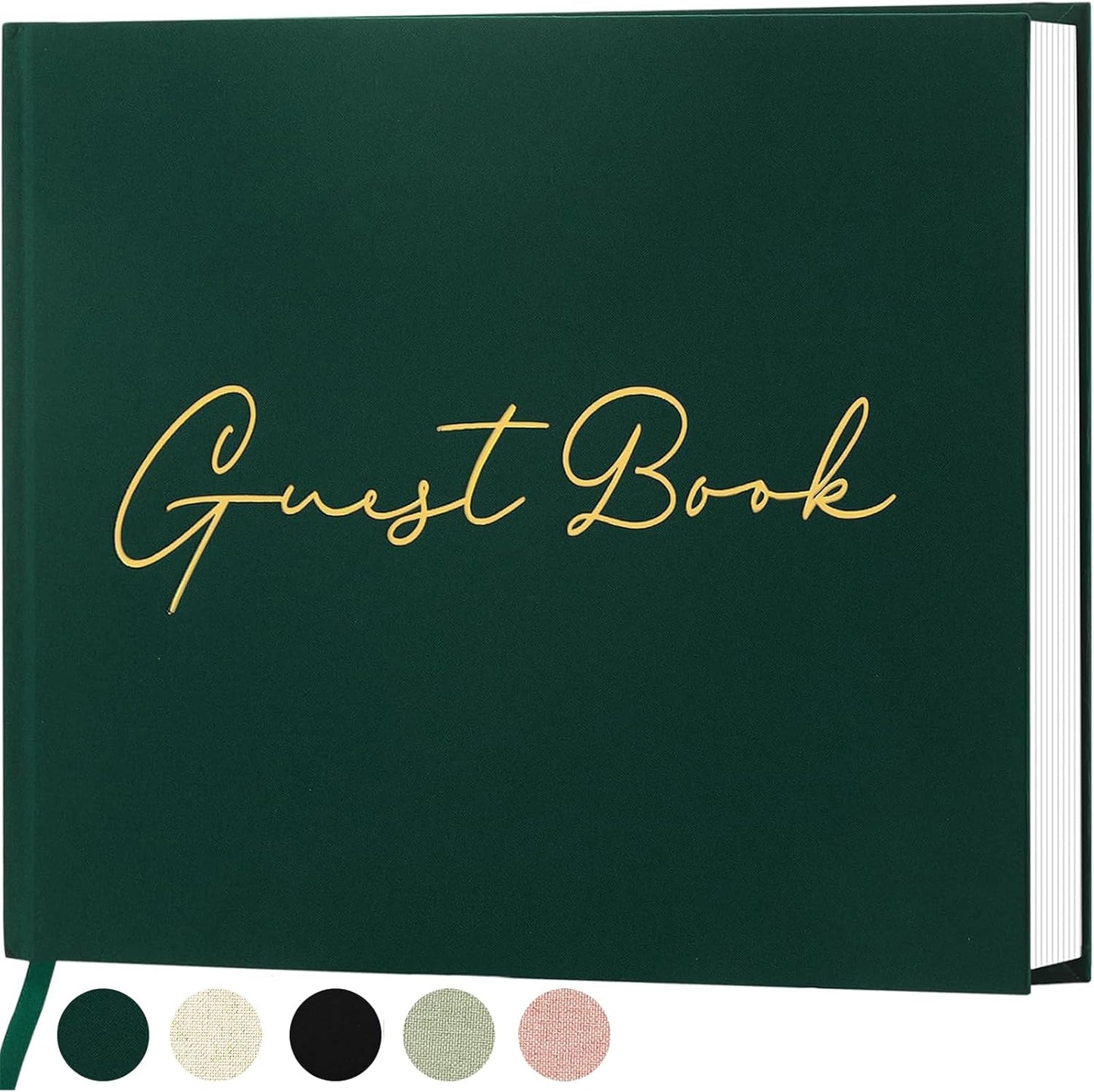 Lankaiva Wedding Guest Book, Guest Book Wedding Reception - Classic Baby Shower Guest Book, 100 Blank Pages for Bridal Shower Birthday Graduation Sign in and Photos, Beige