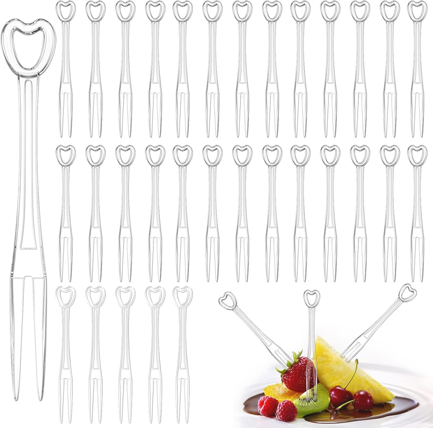 300PCS Disposable Plastic Fruit Forks, YEAJOIN Mini Cake Forks Tasting Appetizer Cocktail Forks Picks Small Dessert Food Picks Sticks