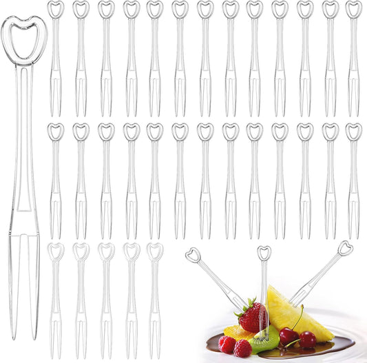 300PCS Disposable Plastic Fruit Forks, YEAJOIN Mini Cake Forks Tasting Appetizer Cocktail Forks Picks Small Dessert Food Picks Sticks