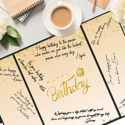 Crenics Black and White Birthday Decorations Women Men, Creative Birthday Guest Signature Book Alternative 18" x 12", Great Party Gifts for Girls or Boys