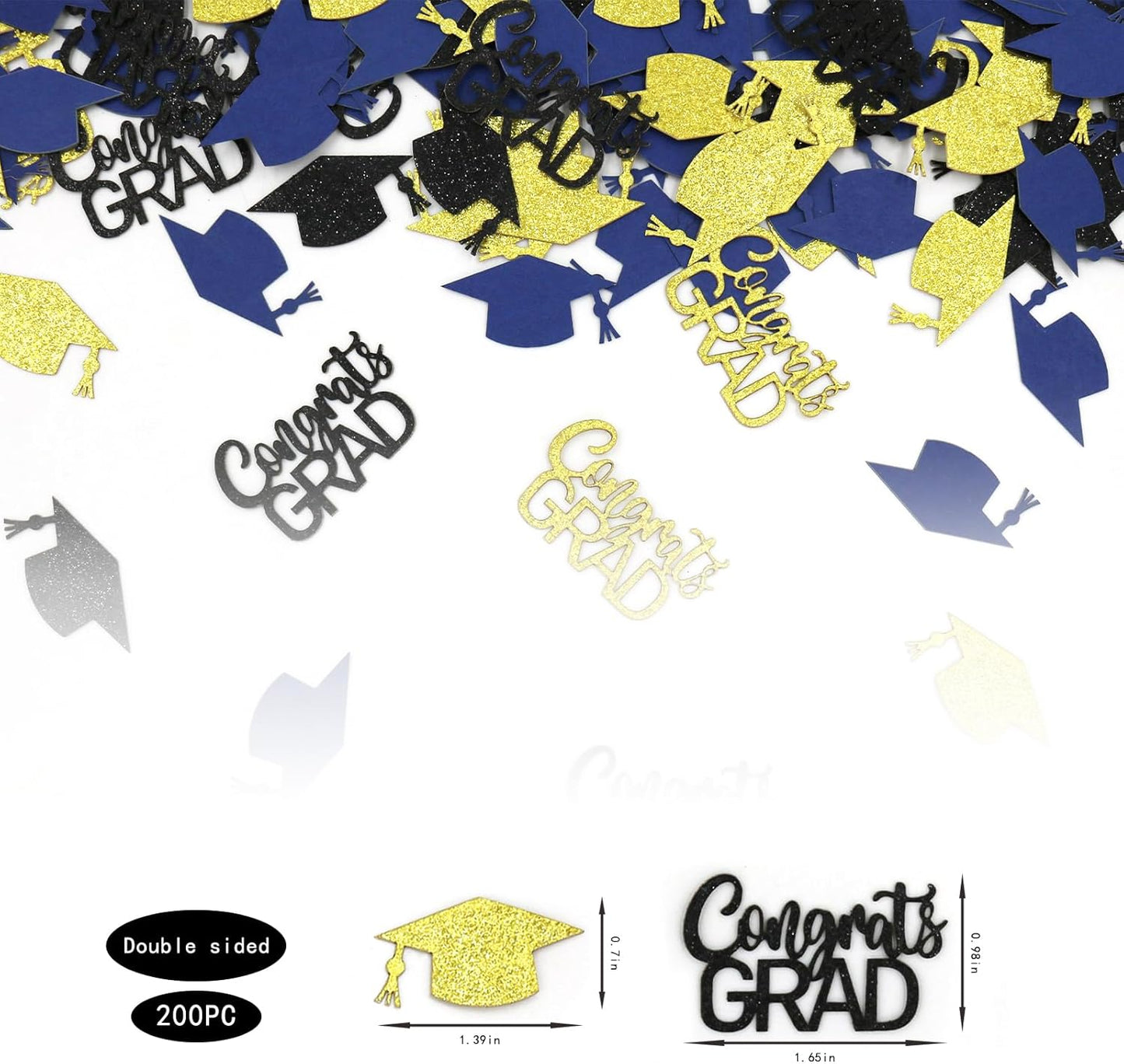 200PC Gold Graduation Confetti Class of 2026 Congrats Grad Confetti for Table Grad Cap Scatters for Graduation party decorations 2026