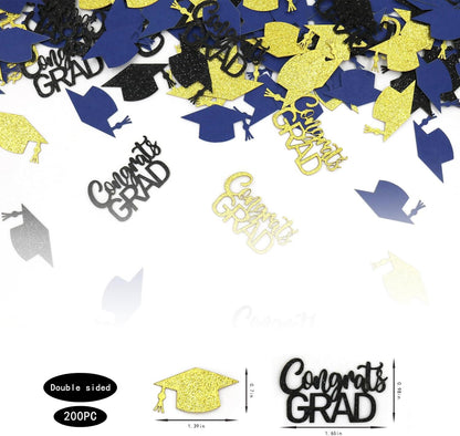 200PC Gold Graduation Confetti Class of 2026 Congrats Grad Confetti for Table Grad Cap Scatters for Graduation party decorations 2026