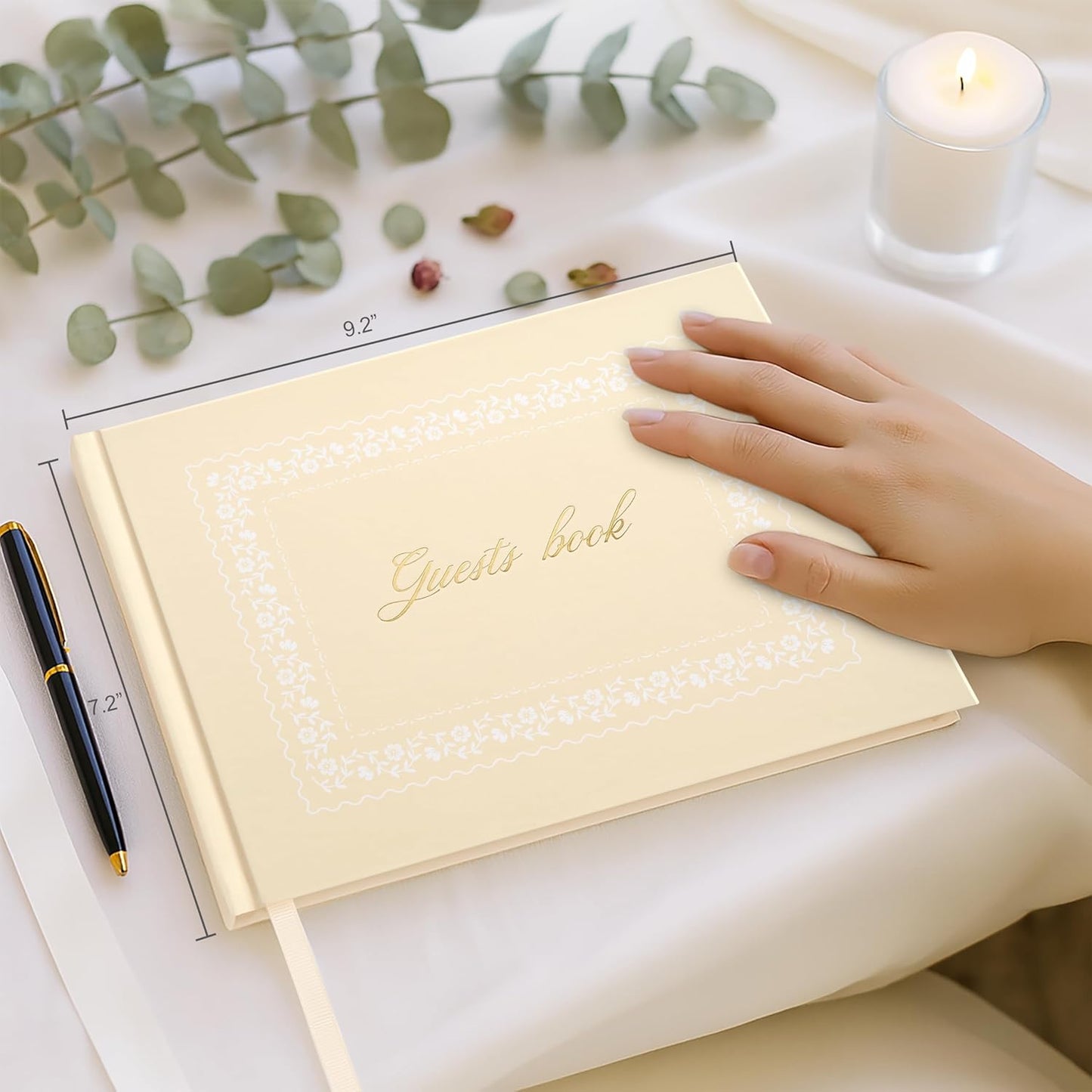 &And Per Se White Wedding Guest Book with Photo Spots – Elegant Hardcover Sign-in Book for Weddings, Baby Showers & Special Events – Blank & Lined Memory Keepsake Album
