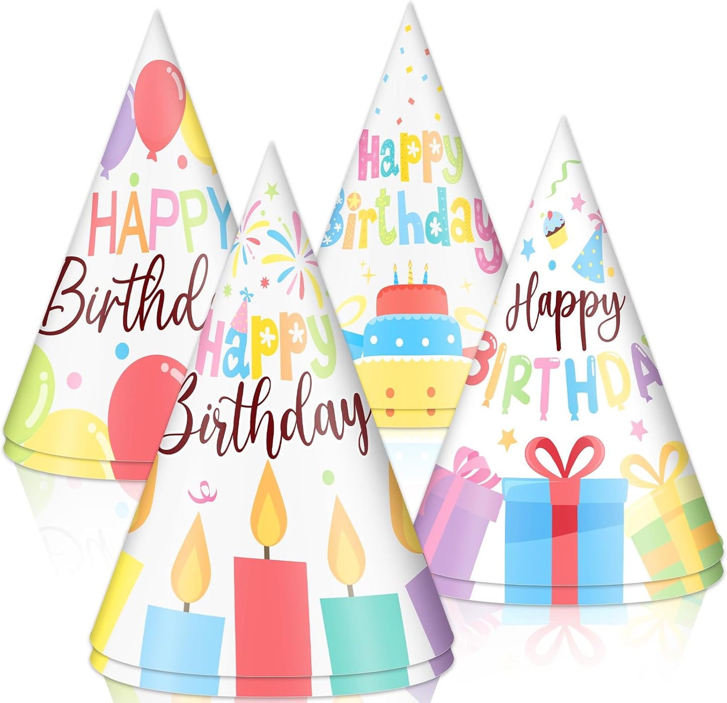 Lonfliness 32Pcs Colorful Party Hats for Kids Happy Birthday Cone Paper Hats Classroom Celebration Supplies Favors
