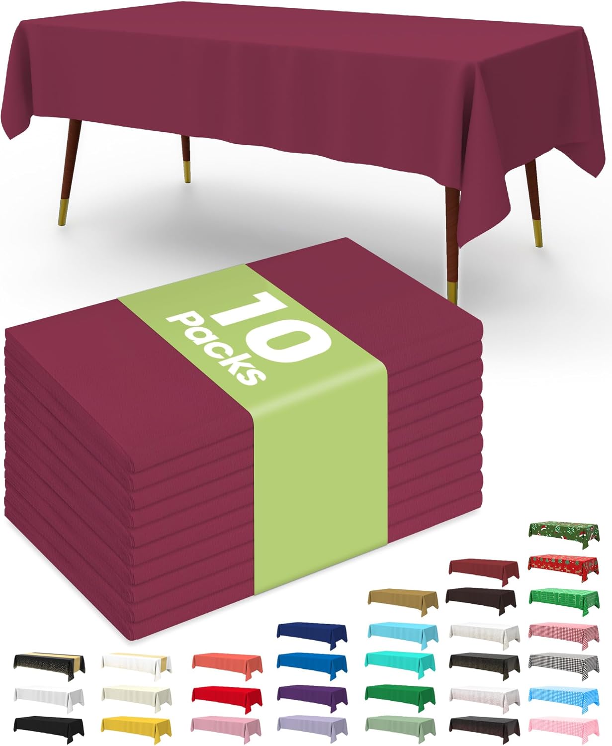 Pureegg Plastic Table Cloth Disposable 8 Pack, 54 x 108 Inch Table Cloths, Party, Picnic, Wedding, Decorative Tablecloths, Rectangle, White Plastic Cover, Leakproof & Sturdy, White