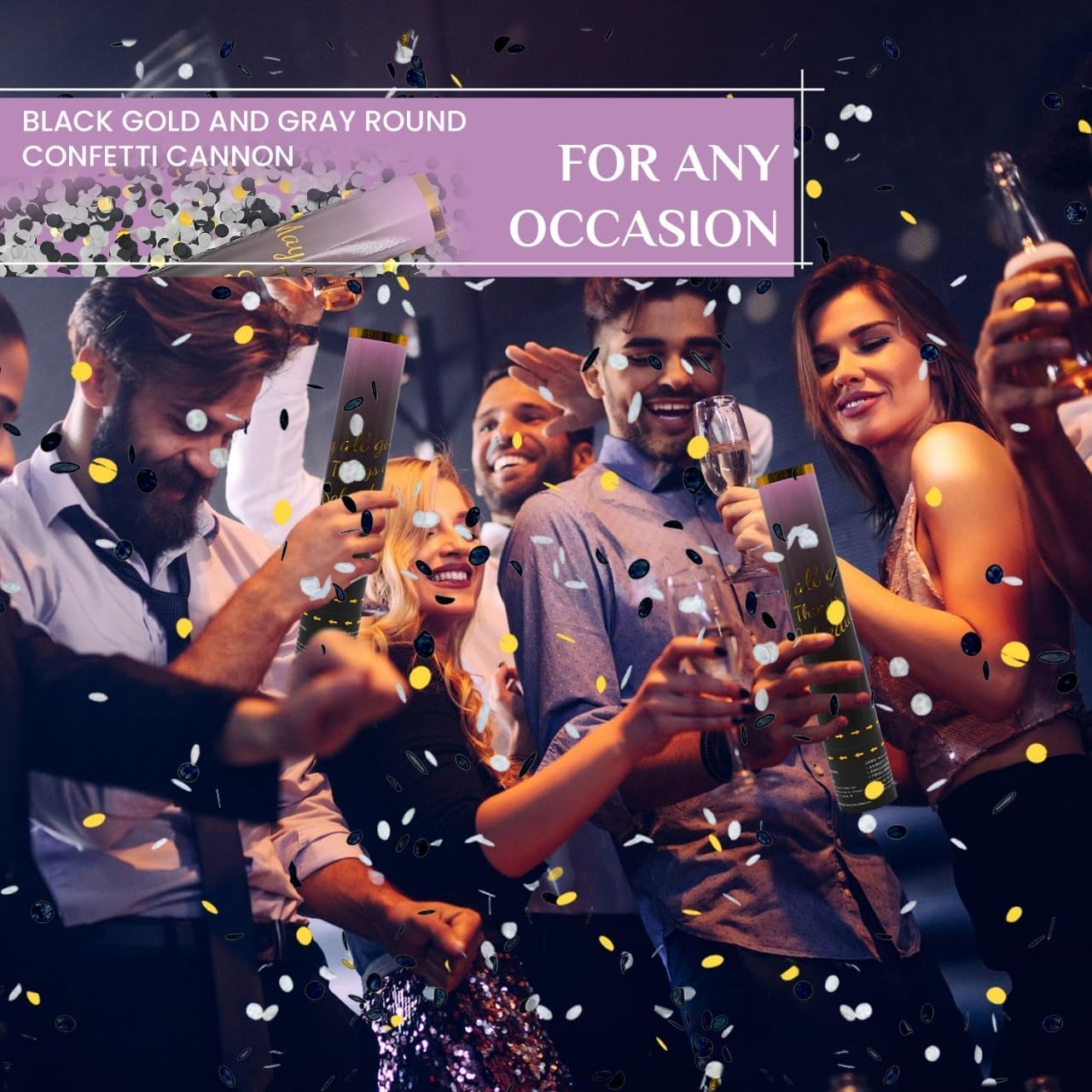Confetti Cannon Rose Gold Confetti Poppers 12 Pack Confetti Party Cannon Bulk Pink Foil Party Poppers Shooters Mylar Popper for Wedding,Birthday,Graduations,New Year Celebration