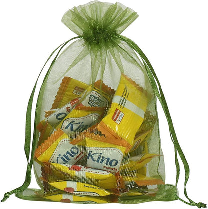 HRX Package 100pcs White Organza Bags, 4x6 inch Mesh Bags Drawstring Gift Bags Jewelry Pouches for Candy Wedding Favors Christmas