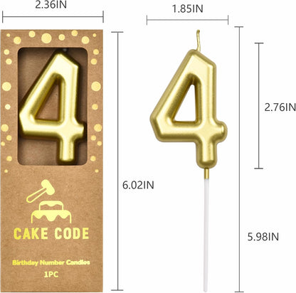 2.76 Inch Classical Gold 5 Number Birthday Candles, Gold Number Candles, Cake Number Candles, Party Celebration