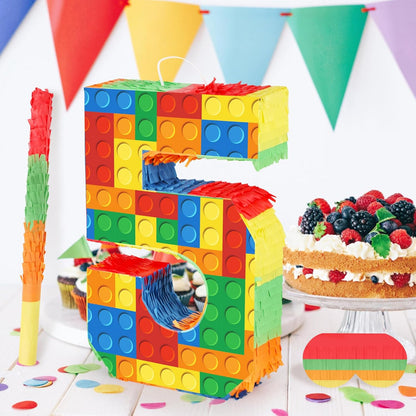 Hooqict Mexican Pinata with Blindfold and Bat Stick Party Pinata for Fiesta Carnival Cinco de Mayo Decorations Kids Adults Mexican Party Games Birthday Party Supplies