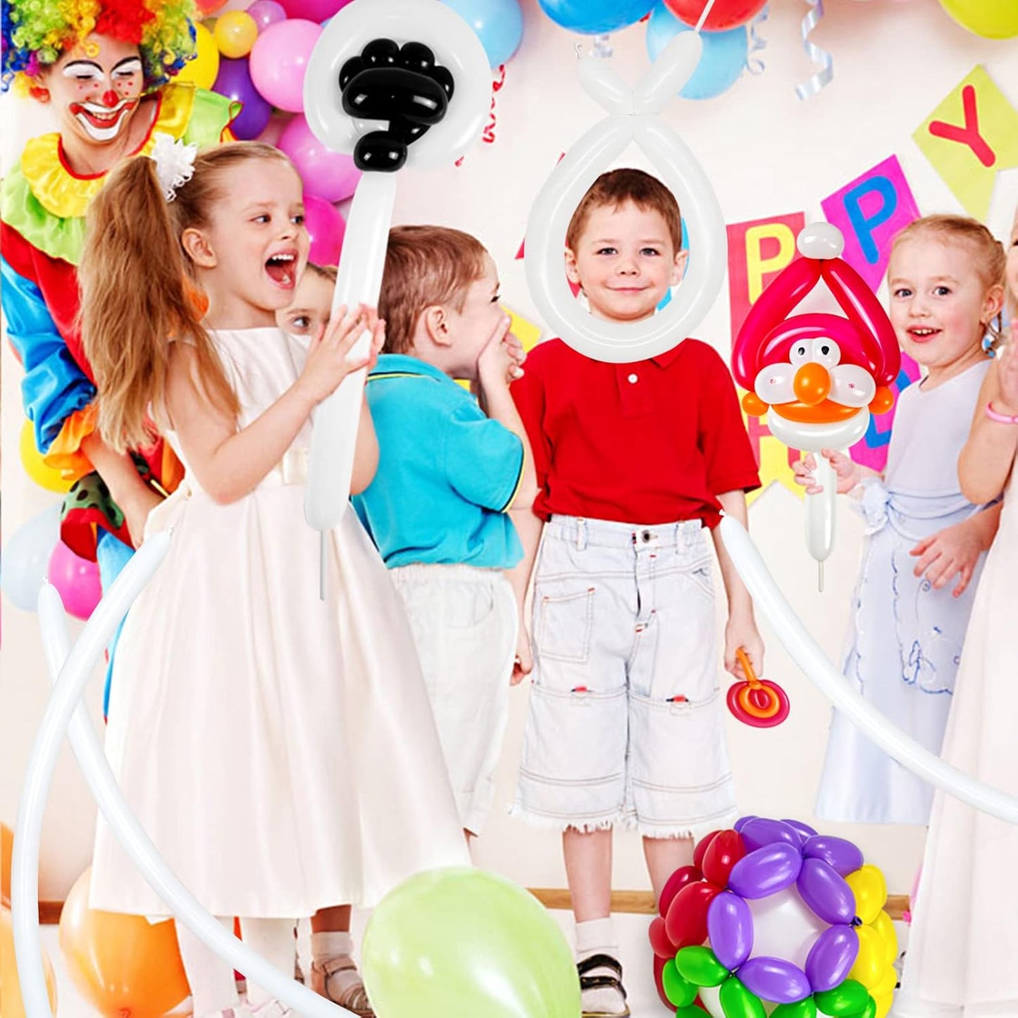 260 Clear Long Balloons for Animals, Thickening Skinny Latex Twisting for Arch Modeling Magic Clown Birthday Wedding Party Decorations 100pcs