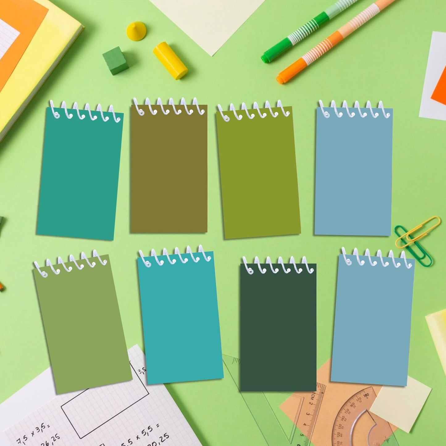 24 Pcs Gradient Green Mini Pocket Notebooks 2.36 x 3.94 Inch Green Pattern Small Notepads Spring Them Birthday Party Favors Gift for Office School Teacher Classroom Rewards Supplies